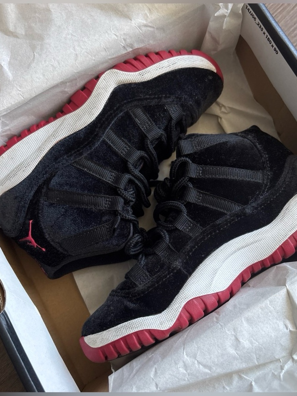 Kids Jordan 11 Red and Black